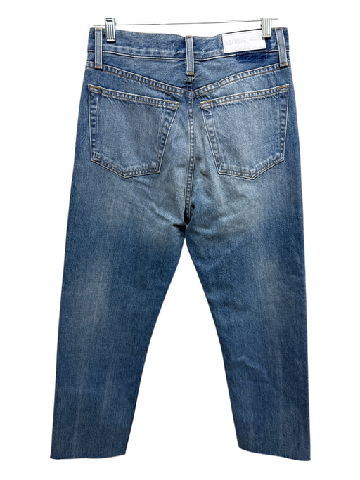 RE/DONE Size 26 Med Wash Cotton Denim Button Fly High Rise Faded Straight Jeans Med Wash / 26