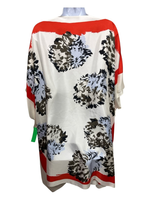 Christian Dior Size 6 White, Orange & Black Silk Boat Neck Abstract Print Top White, Orange & Black / 6