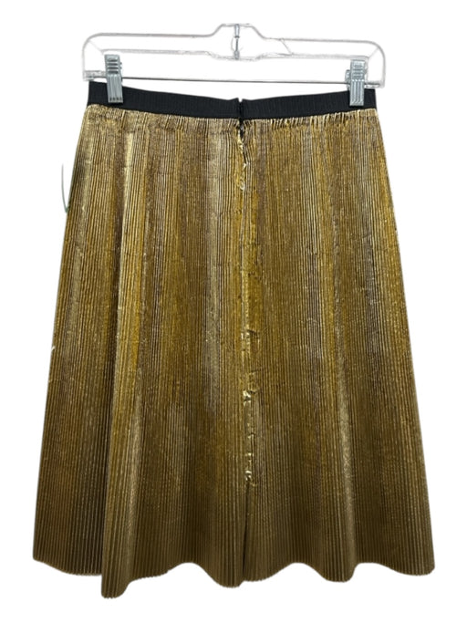 Marni Size 40 Gold Polyester Lame Accordion Pleat Elastic Waist Below knee Skirt Gold / 40