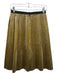 Marni Size 40 Gold Polyester Lame Accordion Pleat Elastic Waist Below knee Skirt Gold / 40
