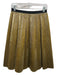 Marni Size 40 Gold Polyester Lame Accordion Pleat Elastic Waist Below knee Skirt Gold / 40