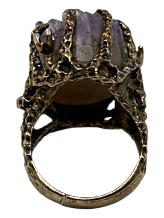 Panetta Purple & Gold 925 Silver Gold Plated Amethyst Hammered Caged Ring Purple & Gold