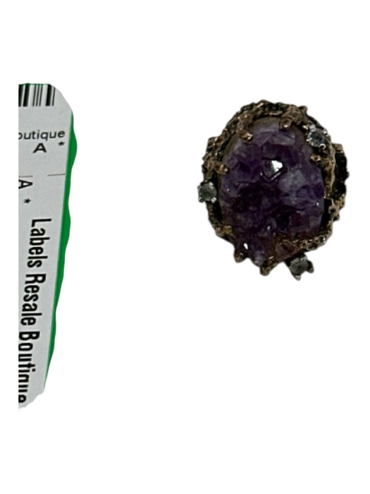 Panetta Purple & Gold 925 Silver Gold Plated Amethyst Hammered Caged Ring Purple & Gold