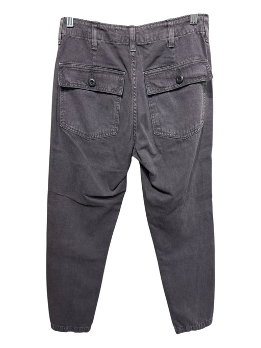 AMO Size 24 Faded Purple Cotton Patch Pocket Center Slit High Rise Tapered Pants Faded Purple / 24