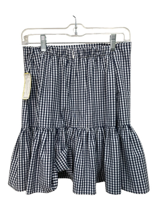 Bululu Resort Wear Size L/XL White & Navy Cotton Blend Side Zip Gingham Skirt White & Navy / L/XL