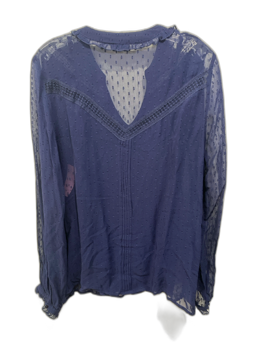 Sundance Size M Dark Blue Rayon Sheer Overlay Swiss Dot Pleated Detail Top Dark Blue / M