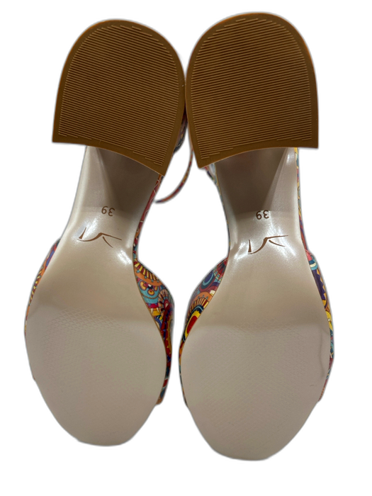 Embassy London Shoe Size 39 Red, Blue & Multi Leather Geometric Pump Sandals Red, Blue & Multi / 39