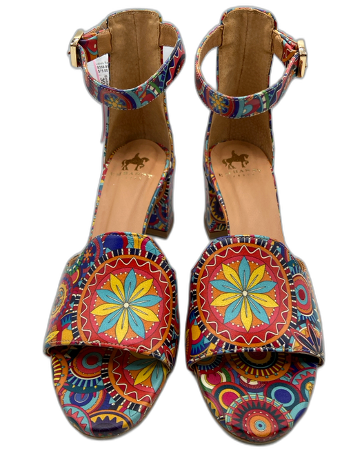 Embassy London Shoe Size 39 Red, Blue & Multi Leather Geometric Pump Sandals Red, Blue & Multi / 39