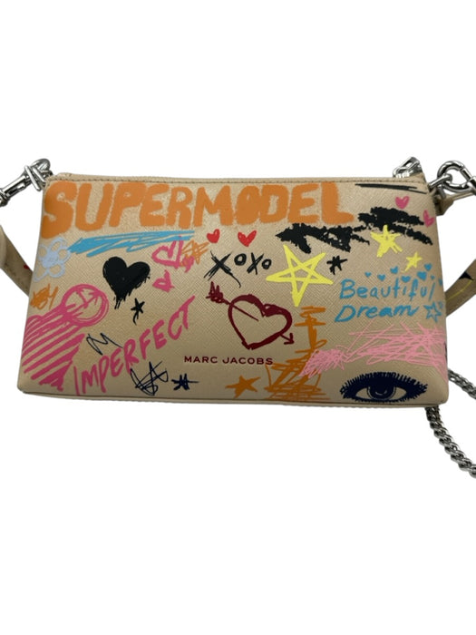Marc Jacobs Beige & Multi Coated Leather Zip Close Graphite Bag Beige & Multi / S/M