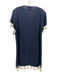 Madison Mathews Size L Navy & white Cotton Cap Sleeve Tassels Split Neck Dress Navy & white / L