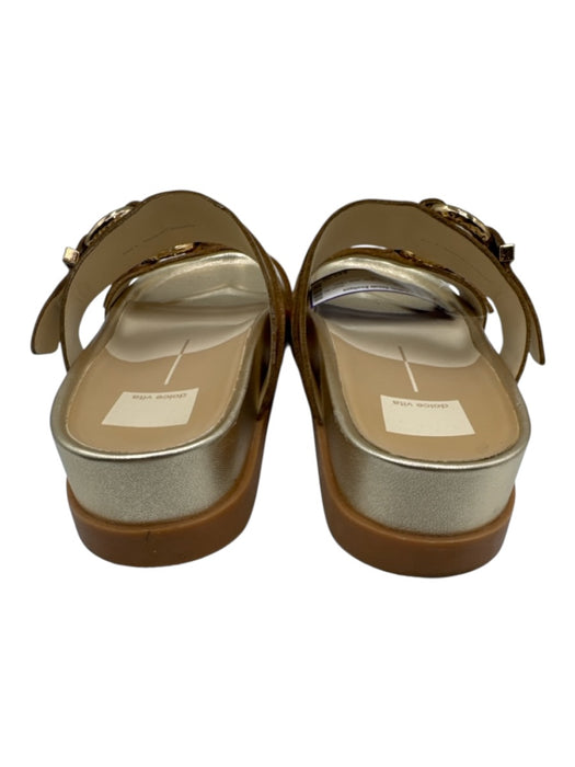 Dolce Vita Shoe Size 8 Gold Leather Two Strap Slide Open Toe Shine Sandals Gold / 8