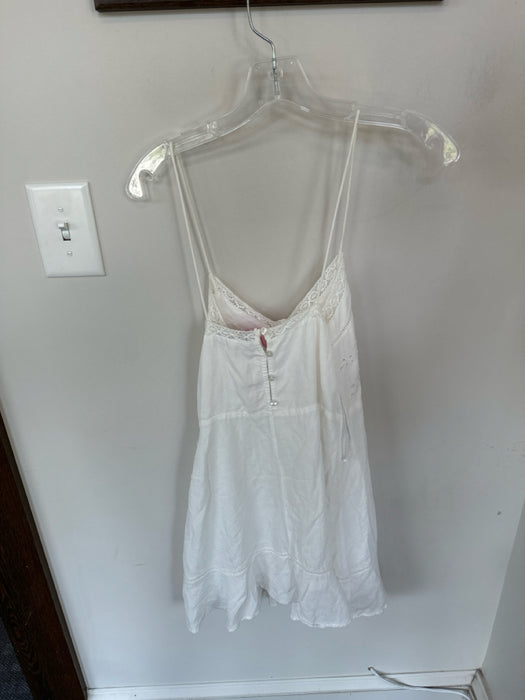 Zara Size XS White Spaghetti Strap Lace Trim Side Zip Dress