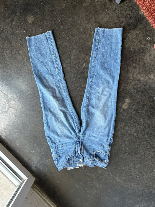 Madewell Size 27 Med Wash Cotton Denim Raw Hem High Waist Jeans