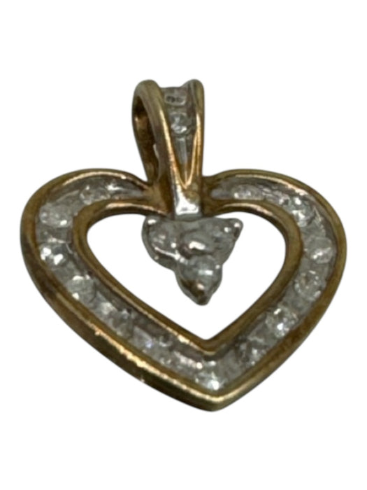 No Brand White & Gold 10k Gold Diamond Pendant Pendant White & Gold