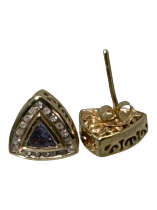 Trillian Blue & Clear Gold Tanzanite Diamond Tan Interior Earrings Blue & Clear