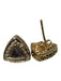 Trillian Blue & Clear Gold Tanzanite Diamond Tan Interior Earrings Blue & Clear