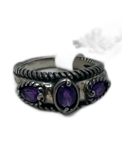 Carolyn Pollack Purple & Silver 925 Sterling Silver Cable Oval Amethyst Ring Purple & Silver