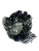 Silver & Purple 925 Sterling Silver Tear Drop Floral Filigree 3 Stones Ring Silver & Purple