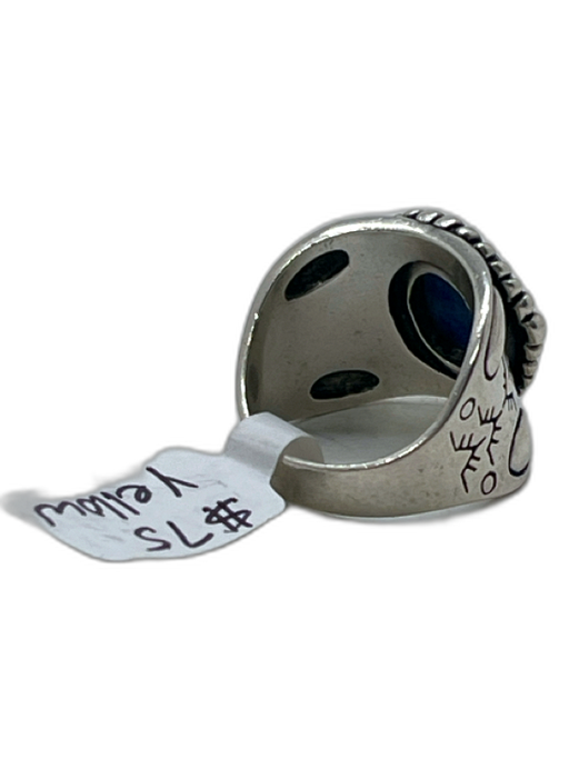 Carolyn Pollack Blue & Silver 925 Sterling Silver Carved Oval Wide Ring Blue & Silver