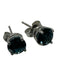 Silver & Blue 14k White Gold Round Stone Post Back Studs Blue Topaz Earrings Silver & Blue