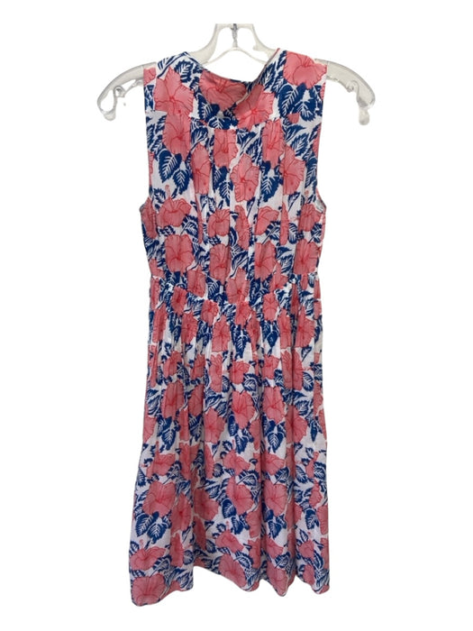 Roller Rabbit Size S Blue & Pink Viscose Blend V Neck Floral Sleeveless Dress Blue & Pink / S