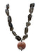 Orange & Gray Semi - Precious Stones smoky quartz Bead Pendant Necklace Orange & Gray