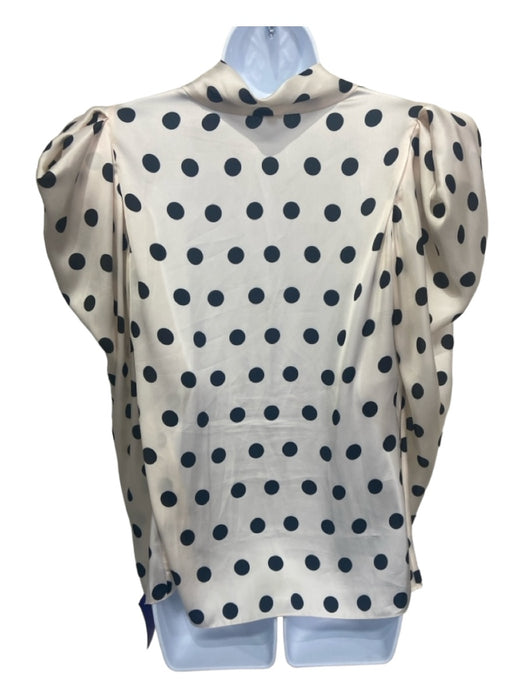 Johanna Ortiz Size 6 Cream & Black Polyester Puff Shoulder Polka Dot Top Cream & Black / 6