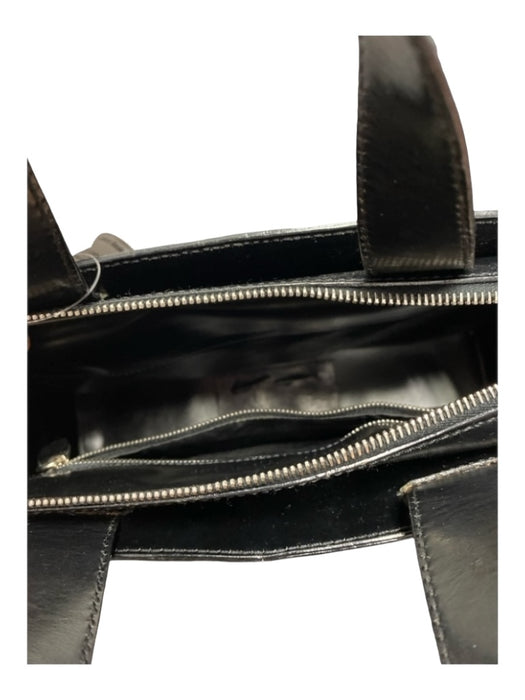 Tods Black Leather 2 Handles Hardcase Feet Hard Leather Bottom Bag Black / Large