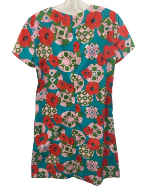 La Double J Size S Teal, Pink & Multi Cotton Geometric Floral Print Dress Teal, Pink & Multi / S