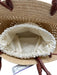 Sezane Beige & Brown Raffia Woven Leather Accents Drawstring Basket Bag Beige & Brown