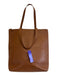 Cuyana Cognac Brown Leather Zip Top Flat Two Strap Tote Bag Cognac Brown