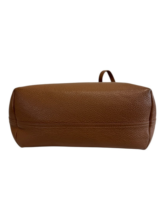 Cuyana Cognac Brown Leather Zip Top Flat Two Strap Tote Bag Cognac Brown