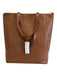 Cuyana Cognac Brown Leather Zip Top Flat Two Strap Tote Bag Cognac Brown