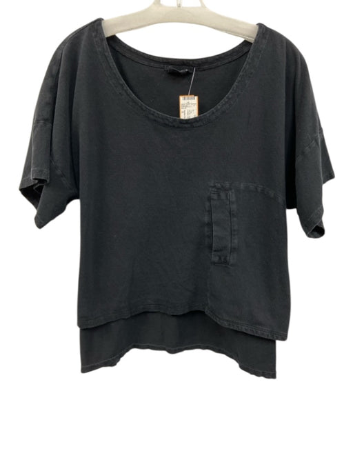 Atelier Delphine Size S Black Organic Cotton Short Sleeve pocket Boxy Top Black / S