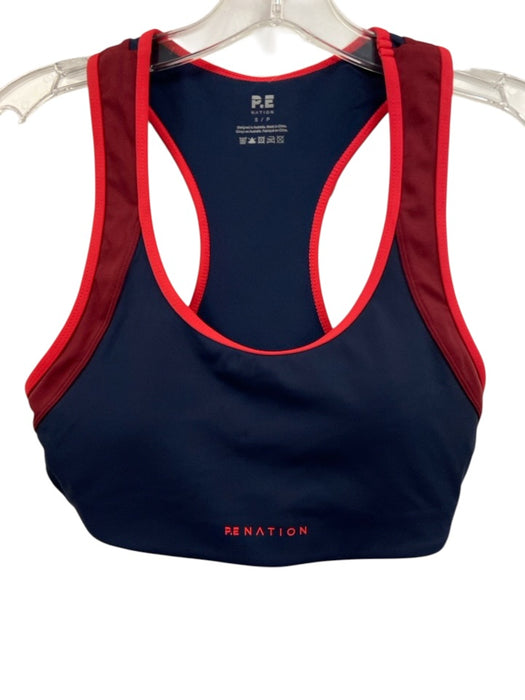 PE Nation Size S Navy Blue & Red Contrast Trim Legging Racerback Pant Set Navy Blue & Red / S