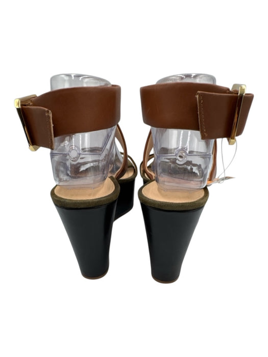 Veronica Beard Shoe Size 39 Black, Green, Brown Leather Upper Suede Sandals Black, Green, Brown / 39