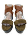 Veronica Beard Shoe Size 39 Black, Green, Brown Leather Upper Suede Sandals Black, Green, Brown / 39