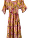 Farm Rio Size M Pink & Yellow Cotton Off Shoulder Drawstring Waist Dress Pink & Yellow / M