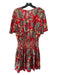 Shoshanna Size 8 Red & Multi Polyester Floral Paisley Short Sleeve Dress Red & Multi / 8