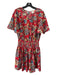 Shoshanna Size 8 Red & Multi Polyester Floral Paisley Short Sleeve Dress Red & Multi / 8