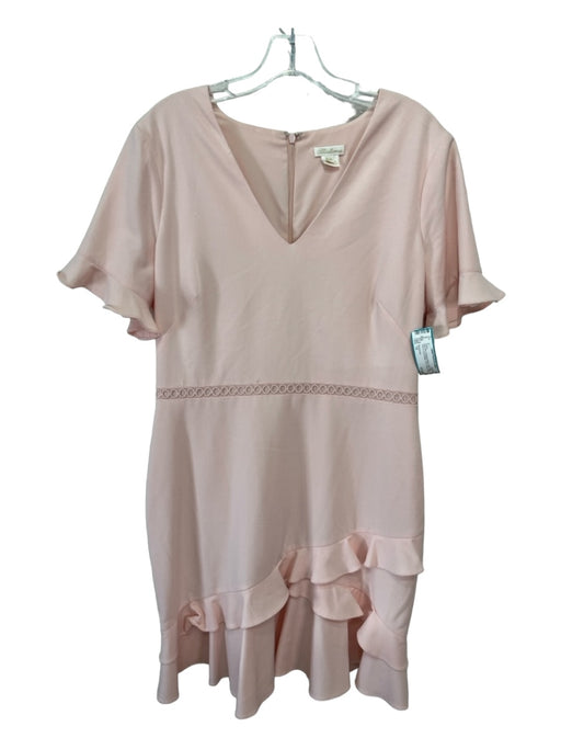 Shoshanna Size 12 Pale Pink Polyester Blend Short Ruffle Sleeve Ruffle Dress Pale Pink / 12