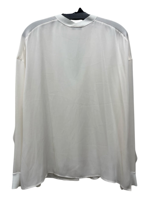 Vince Size L White Silk V Neck Long Sleeve Top White / L