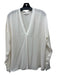 Vince Size L White Silk V Neck Long Sleeve Top White / L