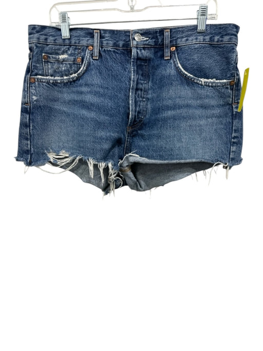 Agolde Size 30 Medium Wash Cotton Button Fly Distressed High Rise Shorts Medium Wash / 30