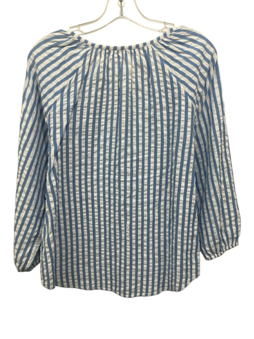 Roller Rabbit Size M Blue & White Cotton Long Sleeve Striped V Neck Top Blue & White / M