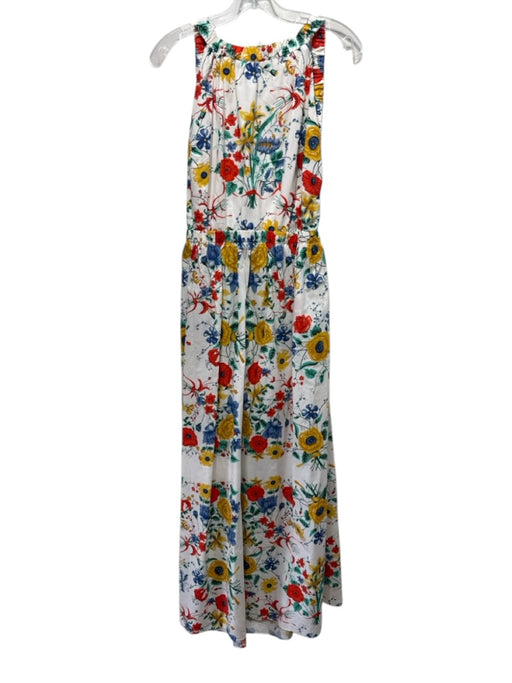 Cara Cara Size M Yellow, Red, Blue Cotton Sleeveless Floral Print Maxi Dress Yellow, Red, Blue / M