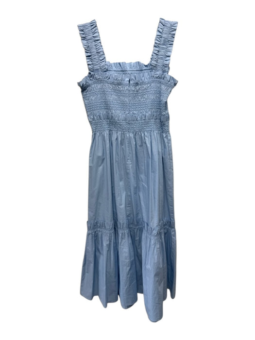 Sea New York Size L Light Blue Cotton Sleeveless Smocked Bodice Midi Dress Light Blue / L