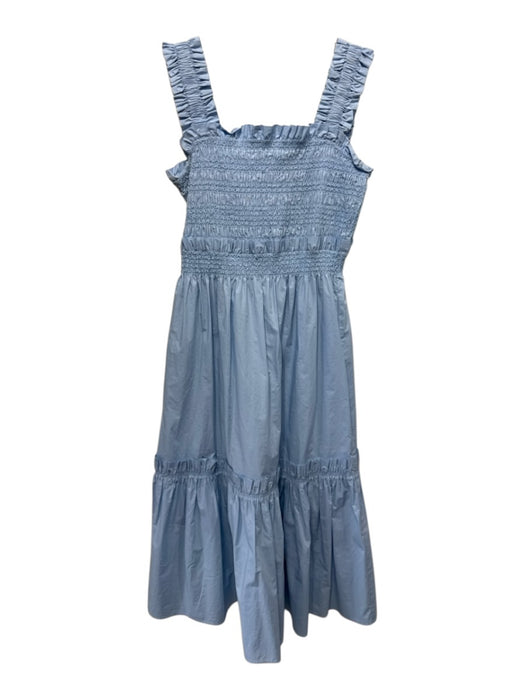 Sea New York Size L Light Blue Cotton Sleeveless Smocked Bodice Midi Dress Light Blue / L
