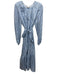 Ann Mashburn Size L Blue, White, Black Silk Flowers Long Balloon Sleeve Dress Blue, White, Black / L
