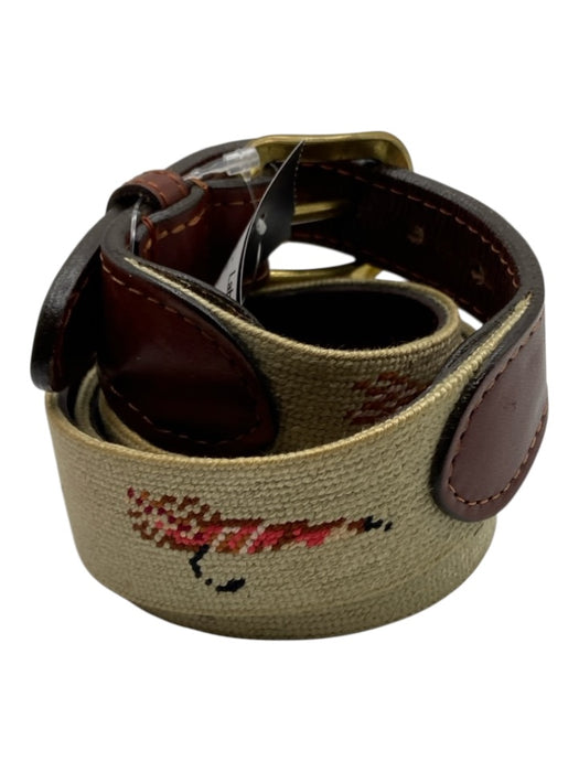 Smathers & Branson Beige Canvas Fish Hooks Men's Belt Beige